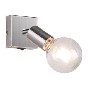 FARETTO DA PARETE VANNES C/INTERRUTTORE ACCIAIO SAT.