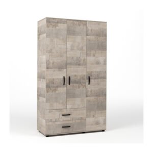 KIT ARMADIO 3 ANTE + 2 CASSETTI 120X52X205 CM ROVERE PLAT.K355