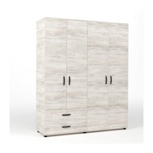 KIT ARMADIO 4 ANTE + 2 CASSETTI 160X52X205 CM BIANCO VEN.K083