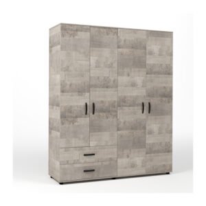 KIT ARMADIO 4 ANTE + 2 CASSETTI 160X52X205 CM ROVERE PLAT.K355