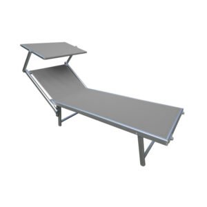 LETTINO IN ALLUMINIO/ACCIAIO C/PARASOLE GRIGIO