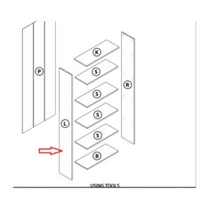R L-FIANCO X KIT LIBRERIA 4 RIPIANI ROVERE GRI. CM.L65XH183XD25