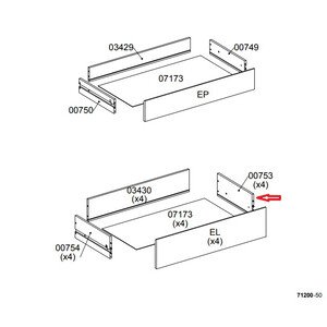 R LATERALE CASSETTO 00753 X KIT CASSETTIERA 5C NOVA 77X40X107 BIANCA