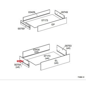 R LATERALE CASSETTO 00754 X KIT CASSETTIERA 5C NOVA 77X40X107 BIANCA