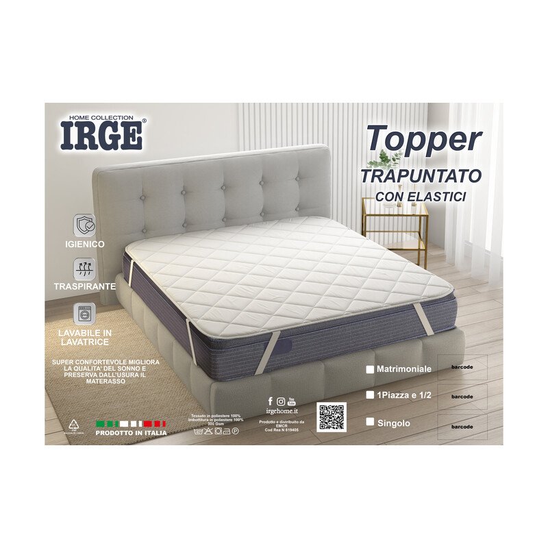 TOPPER TRAPUNTATO C/ELASTICO 2 POSTI IRGE