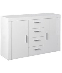 MOBILE 2 ANTE + 4 CASSETTI 134X40XH86 CM LACC. BIAN