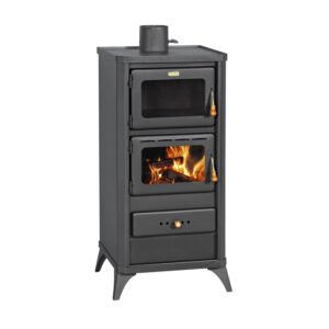 STUFA LEGNA C/FORNO 12 KW FIME NERO OPACO