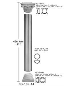 COLONNA RIGATA POLIURETANO MIS h427,5 Ø35,5cm