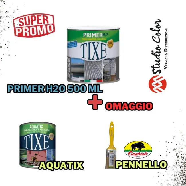 Kit Promozione Primer H2o 500 ml Tixe + Omaggio: Acquatix + Pennello Cinghiale